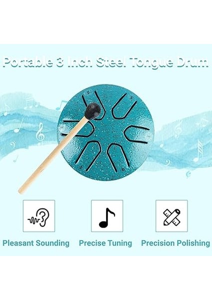 Çelik Dilli Davul Mini Handpan Davul Bagetli 6 Nota Hem Yeni Başlayanlar Hem De Deneyimli Müzisyenler Için Vurmalı Çalgı (Yeşil) modelleri