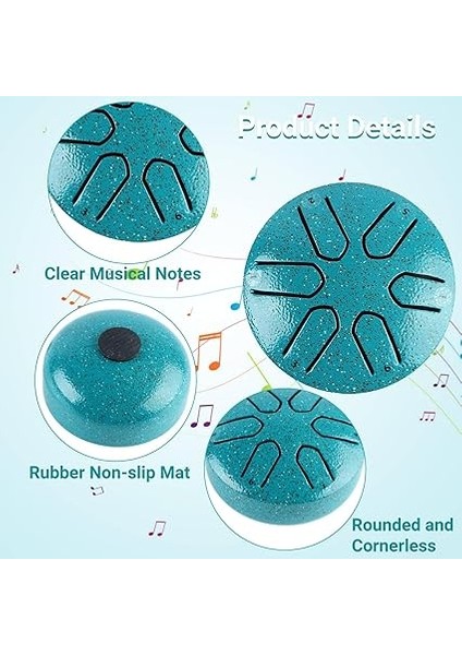 Çelik Dilli Davul Mini Handpan Davul Bagetli 6 Nota Hem Yeni Başlayanlar Hem De Deneyimli Müzisyenler Için Vurmalı Çalgı (Yeşil) indirimleri