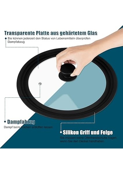 Evrensel Kapak, Tava Kapağı, 24/26/28 cm Tencere ve Tavalar Için Cam Kapak, Çok Yönlü Pişirme Için Tencere Kapağı modelleri