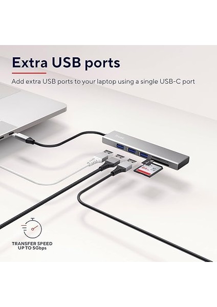 Halyx Hızlı Usb-C Hub ve Kart Okuyucu, USB 3.2 Gen 1, Sd ve Mikro Sd Kart Okuyucu 104 Mbit/s, (Mikro) Sd, Sdhc ve Sdxc, 2 Tb, Pc, Macbook, Chromebook, Laptop modelleri