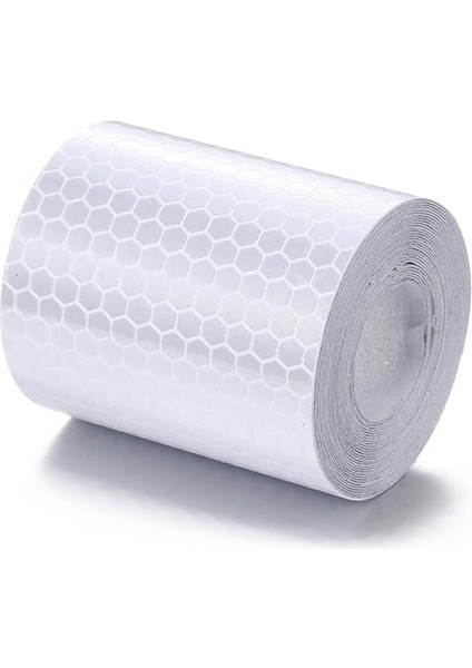 Reflektörlü Reflektif Fosforlu Şerit Bant Ikaz Bandı 5 Metre Beyaz