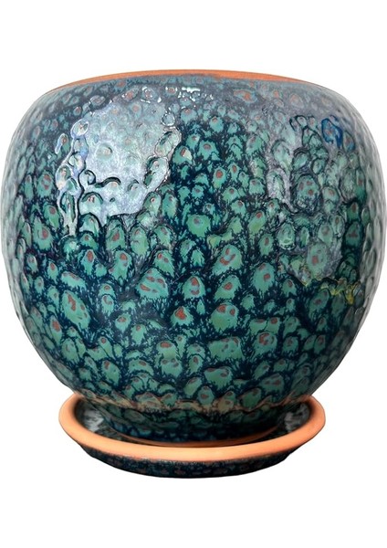 Tasarımı Ev Dekorasyon Lacivert Şekilli Artistik Çift Sırlı Iç ve Dış Mekan Kullanımlı Tabaklı Toprak Terrakota Saksı Saksılık Salon Çiçeklik