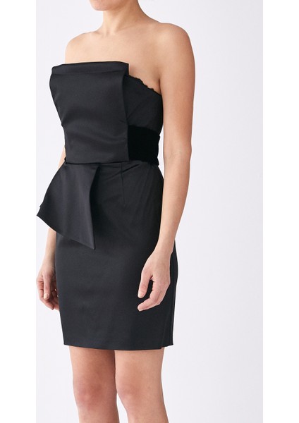 Bel Detaylı Straplez Mini Abiye Elbise Siyah K1711079_001 modelleri