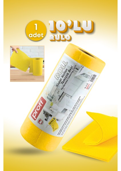 1 Adet 10'lU Rulo %100 Mikrofiber Kopar Kullan Çok Amaçlı Temizlik Bezi - Ekonomik ve Pratik Hijyen