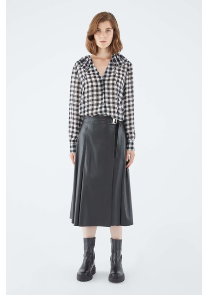 Deri Görünümlü Uzun Etek Siyah K2115049_001 modelleri