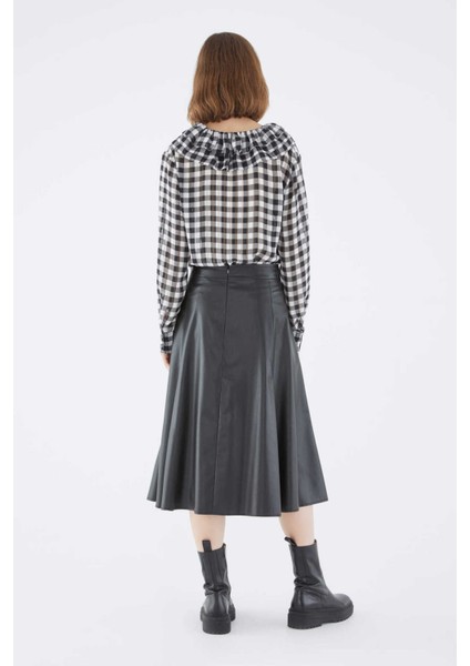 Deri Görünümlü Uzun Etek Siyah K2115049_001 fırsatları