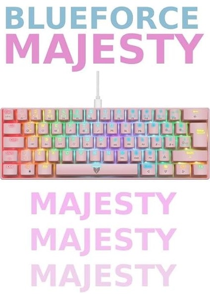 Majesty 62 Tuşlu Rgb Mini Gaming Oyuncu Mekanik Klavye Red Switch Pembe fiyatları