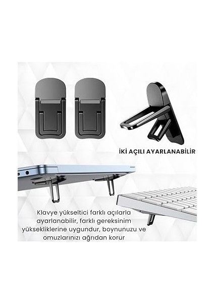 Metal 2 Adet 7mm 3m Yapışkanlı Katlanabilir Ultra Mini Laptop Standı,2 Açılı Laptop Yükseltici modelleri