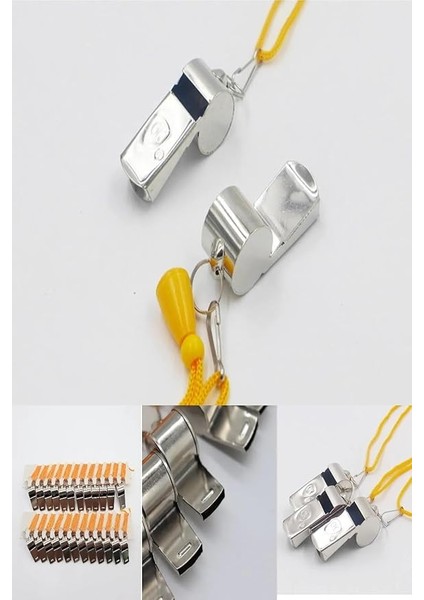 Paslanmaz Metal Deprem Düdüğü Sarı Ipli Acil Durum Hakem ve Can Kurtaran Düdüğü 4 Adet indirimleri