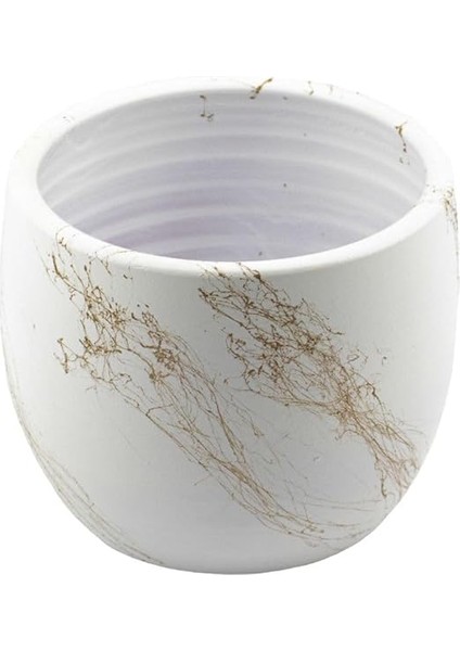 Tasarımı Ev Dekorasyon Aksesuar Beyaz Üzeri Gold Mermer Efektli Toprak Saksı Saksılık Salon Çiçeklik - 19 cm modelleri
