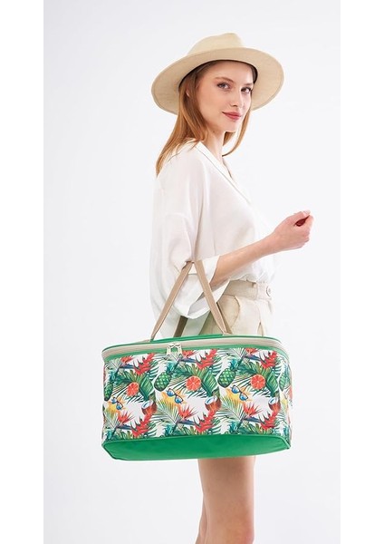 22 Litre Mavi Piknik/kamp Çantası Sepeti. Termal Termos Çanta (Sıcak-Soğuk Koruma Sağlar) Yeşil