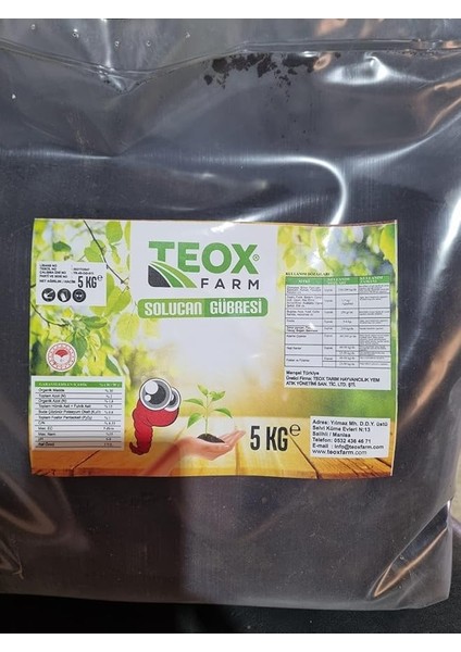 Farm Katı Solucan Gübresi 5 kg Torba