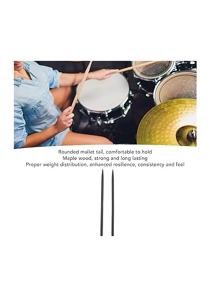 Drumsticks, Wood 5A Trump Hafif Çubuklar 2 Çift Geliştirilmiş Esneklik Yenilikçi Perküsyon Enstrümanları Için Yeni Başlayanlar Için (Black) fırsatları