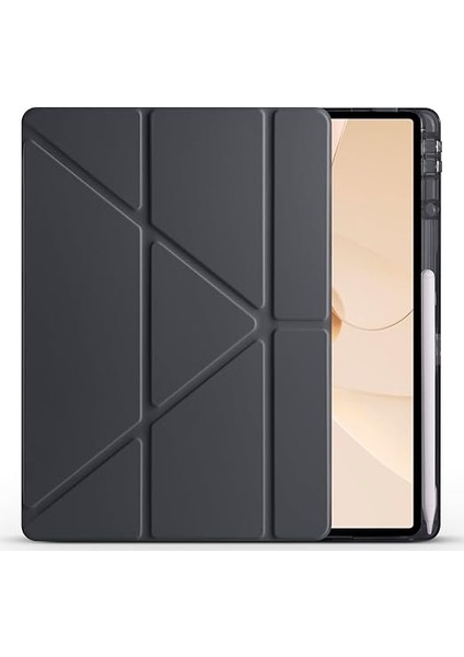 Huawei ile Uyumlu Matepad 12X Kılıf Zore Tri Folding Kalem Bölmeli Standlı Kılıf Siyah fiyatları