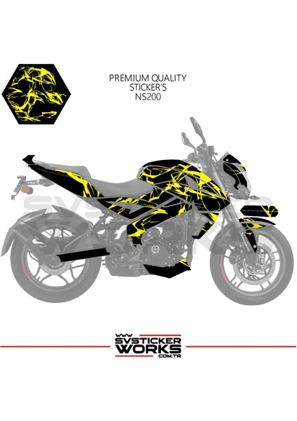 Bajaj NS200 Kaplama Sticker Şimşek Yıldırım Motor Kaplama Modeli Hazır Kit fiyatları