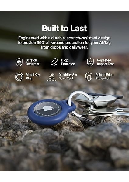Airtag Anahtarlık Kılıfı (Air Tag Için Güvenli Tutucu Koruyucu Kılıf, Çizilmeye Karşı Korumalı Aksesuar), 2'li Paket, Mavi indirimleri