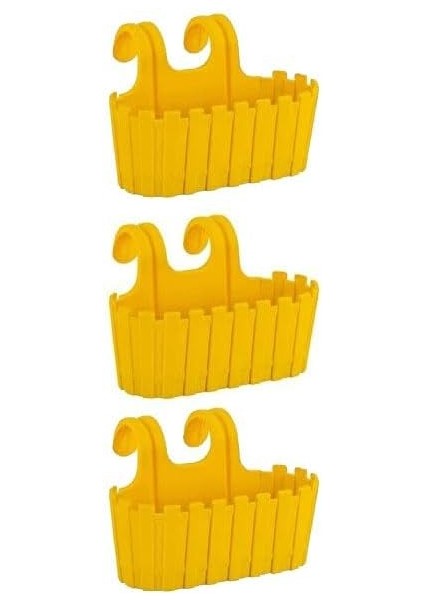 Akasya Çift Askılı Saksı, 30 cm Sarı Çit Balkon Saksı