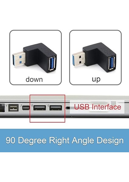 2 Adet 90 Derece USB 3.0 Adaptörü 5gbps USB Erkek Dişi Dik Açı Konnektör Çoğaltıcı, Kombine Dikey Ortak Yukarı ve Aşağı Konnektör Çoğaltıcı fiyatları