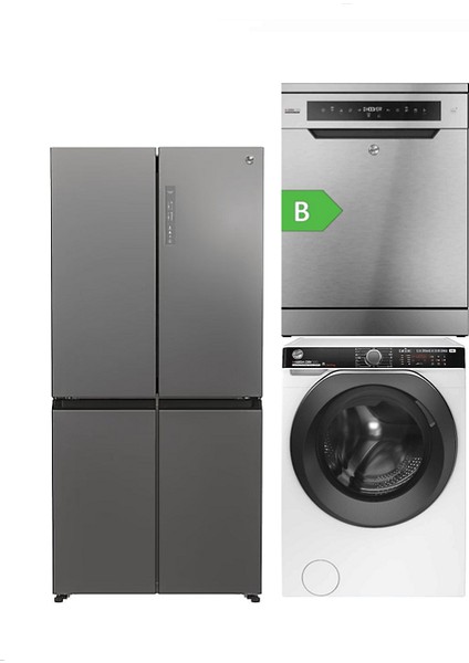 3'lü Beyaz Eşya Seti Buzdolabı+Bulaşık+14/9 kg Kurutmalı Çamaşır Makinesi (HHCR3818ENPL-HF 5B2S1PX-17-HDP 4149AMBC/1-S)