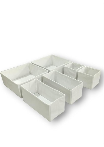 Room 6'lı Beyaz Çekmece Içi Düzenleyici Organizer Set - Çok Amaçlı Dolap Içi Kutu Seti