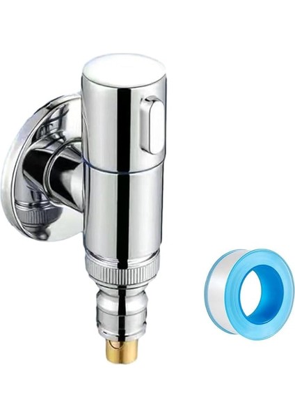 Paslanmaz Çelik Çamaşır Makinesi Musluğu, 1/2 Inç Hızlı Açı Valfli Çamaşır Makinesi Bataryası Döner Anahtarlı Mutfak Banyo Lavabo Hortumu (Gümüş)