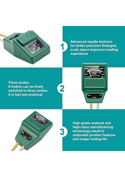 Toprak Nemi Ölçer, Toprak Ph Ölçer, 3'ü 1 Arada Dijital Toprak Test Kitleri, Toprak Nemi/ışık/ph Özellikli, Bitki Bakımı Için Bahçe Alet Kitleri, Ev ve Bahçe, Çim, Çiftlik, Iç ve Dış Mekan modelleri