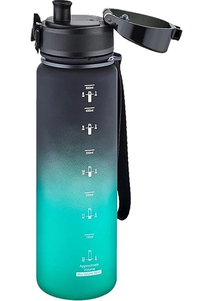 500ML Soft Touch Çift Renk Motivasyon Tritan Su Matarası (Siyah-Yeşil) fiyatları