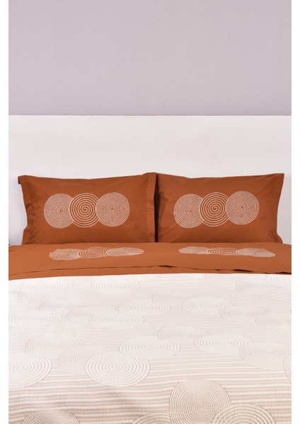 Dairesel Işlemeli Çift Kişilik Yatak Örtülü Nevresim Takımı Taba %100 Pamuk fiyatları