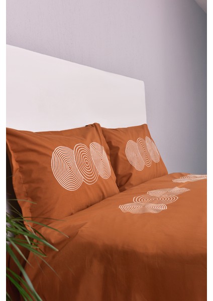 Dairesel Işlemeli Çift Kişilik Yatak Örtülü Nevresim Takımı Taba %100 Pamuk modelleri