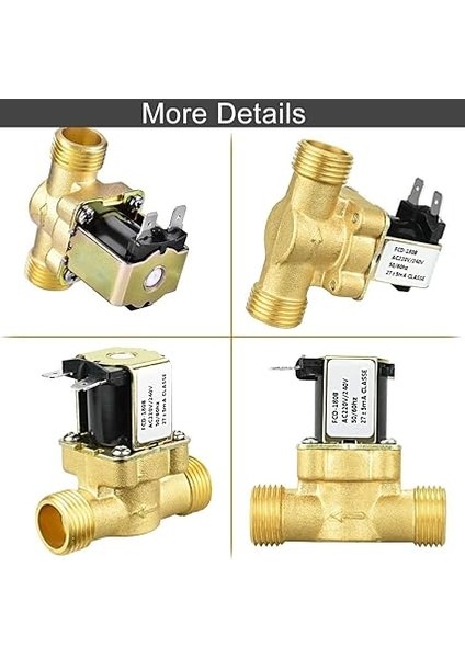 Ac 220V 1/2" Solenoid Valf, Normalde Kapalı (Nc) Pirinç Solenoid Anahtarı Içme Çeşmeleri Elektrikli Su Kontrol Vanası, Çamaşır Makinesi, Bahçe Sulama Için fırsatları