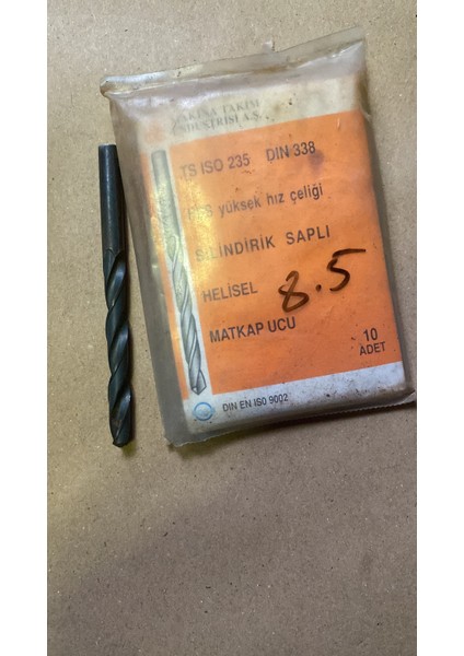 Matkap Ucu 8.5 mm Hss Demir Çelik Metal Aliminyum 1 Adet