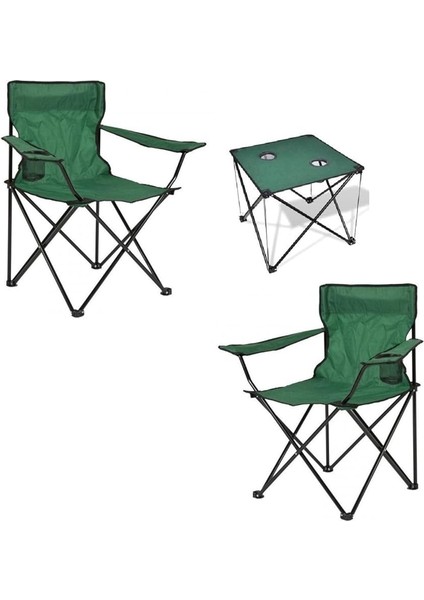 Çantalı Katlanır Kamp Piknik Koltuğu Masa Seti Bahçe Plaj Masalı Sandalye Takımı Bardaklı Askılı Set