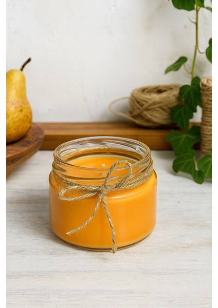 Likya Candle Yasemin Esintili Turuncu Mum 330 gr El Yapımı, Dekoratif Pozitif Enerji & Huzur Veren Tasarım