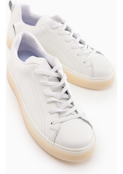 Lina Hakiki Deri Beyaz Kadın Sneaker Ayakkabı fırsatları