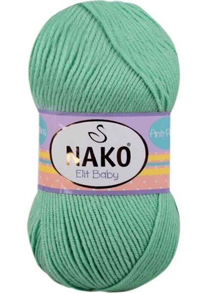 1 Adet Elite Baby El Örgü Ipi Tüylenmeyen Bebek Yünü Siyam Yeşili 10001