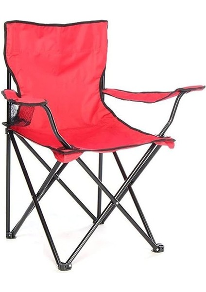 Katlanır Portatif Kamp Sandalyesi, Kırmızı, Tek Ebat
