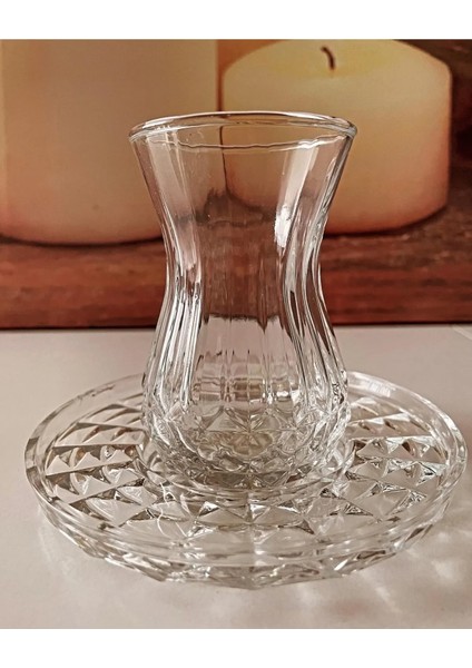 Alin Adela 6'lı Cam Çay Tabağı Çay Tabak Altlığı ROYALEKS-RYG8030