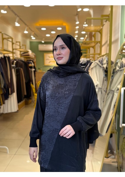 3005 Jakar Desenli Asimetrik Cupra Tunik