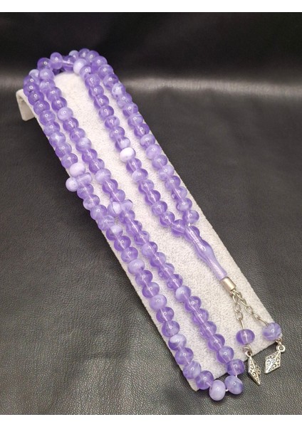 Mor Şeffaf Renk 99'lu Toz Kehribar Tesbih