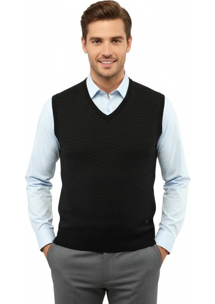 Erkek V Yaka Süveter Çelik Örgü Regular Kalıp 5201H BGL-ST04842