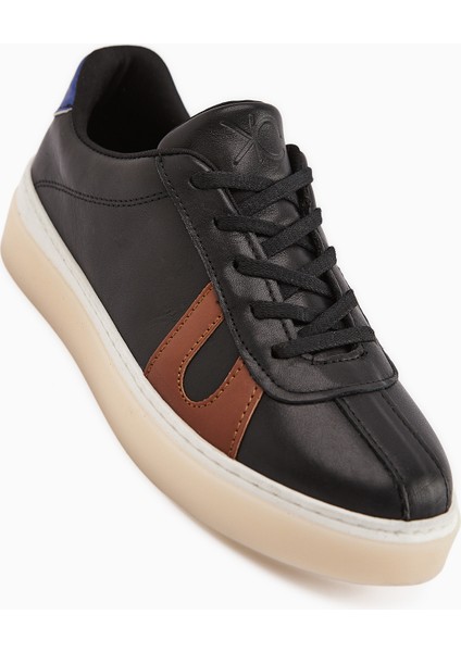 Eddie Hakiki Deri Siyah Pudra Sneaker Kadın Ayakkbı