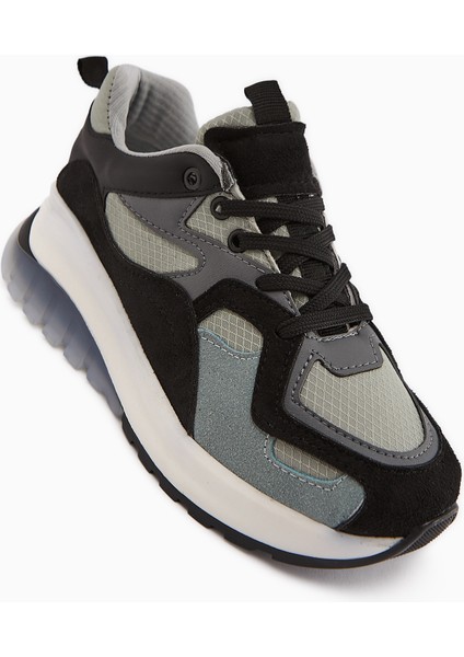 Klara Siyah Süet Yüksek Tabanlı Kadın Sneaker