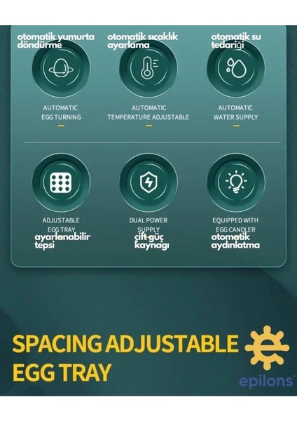 130 Tavuk Yumurtalık Tam Otomatik Extra Yedek Motorlu Kuluçka Makinesi Kaz Ördek Bıldırcın