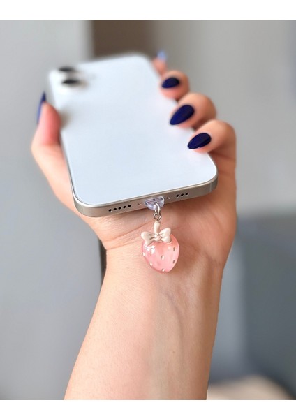 Pembe Çilek Typc Şarj Girişi Koruma / Şarj Giriş Koruyucu /tozluk Y2K Kawaii Tarz modelleri