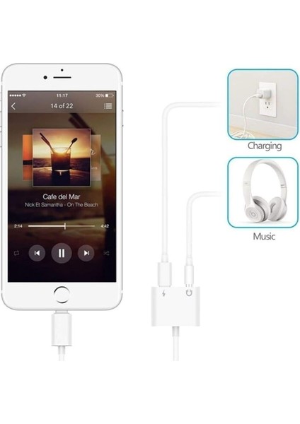 4420 Lightning 3.5mm Kulaklık Şarj Çevirici Dönüştürücü Çoklayıcı, Iphone 7-8 -11 Max Plus fırsatları