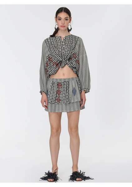 Desenli Renkli Mini Etek Standart Renk Y1965101_089