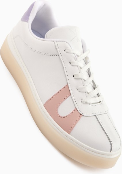 Eddie Hakiki Deri Beyaz Pudra Sneaker Kadın Ayakkbı
