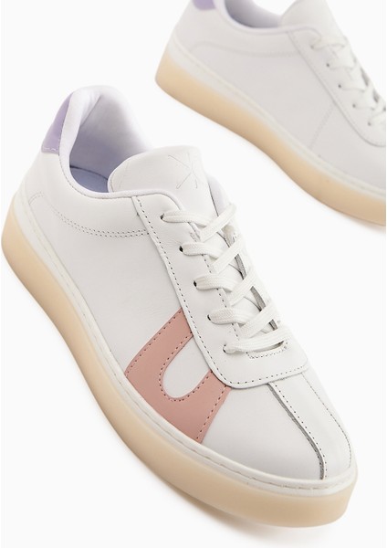 Eddie Hakiki Deri Beyaz Pudra Sneaker Kadın Ayakkbı modelleri