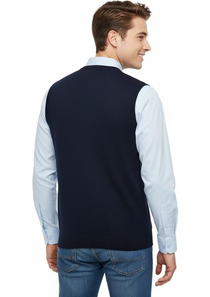 Erkek V Yaka Süveter Çelik Örgü Regular Kalıp 5209H BGL-ST04843 modelleri