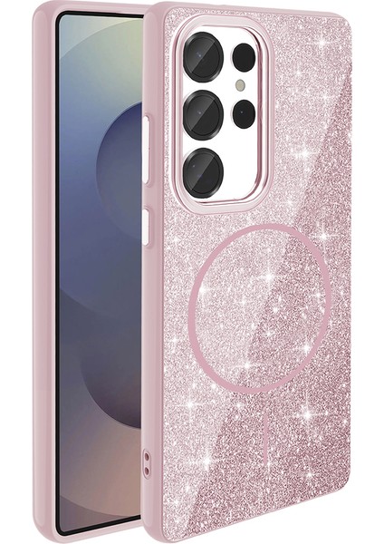 Galaxy S25 Ultra Kılıf M-Safe Şarj Özellikli Parlayan Simli Zore Okso Kapak indirimleri